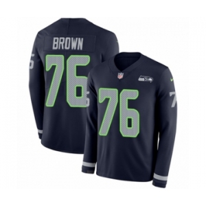 Men's Nike Seattle Seahawks #76 Duane Brown Limited Navy Blue Therma Long Sleeve NFL Jersey