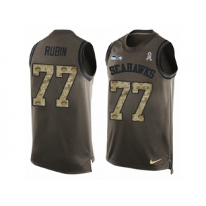 Men's Nike Seattle Seahawks #77 Ahtyba Rubin Limited Green Salute to Service Tank Top NFL Jersey