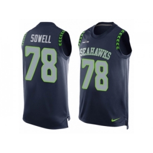 Men's Nike Seattle Seahawks #78 Bradley Sowell Limited Steel Blue Player Name & Number Tank Top NFL Jersey