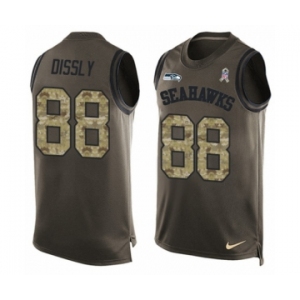 Men's Nike Seattle Seahawks #88 Will Dissly Limited Green Salute to Service Tank Top NFL Jersey