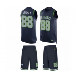 Men's Nike Seattle Seahawks #88 Will Dissly Limited Steel Blue Tank Top Suit NFL Jersey
