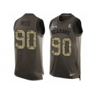 Men's Nike Seattle Seahawks #90 Jarran Reed Limited Green Salute to Service Tank Top NFL Jersey