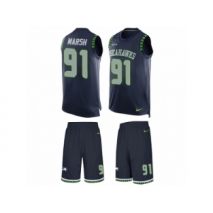 Men's Nike Seattle Seahawks #91 Cassius Marsh Limited Steel Blue Tank Top Suit NFL Jersey