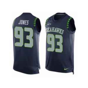 Men's Nike Seattle Seahawks #93 Nazair Jones Limited Steel Blue Player Name & Number Tank Top NFL Jersey