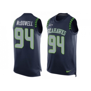 Men's Nike Seattle Seahawks #94 Malik McDowell Limited Steel Blue Player Name & Number Tank Top NFL Jersey
