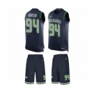 Men's Nike Seattle Seahawks #94 Rasheem Green Limited Steel Blue Tank Top Suit NFL Jersey