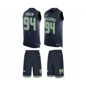 Men's Nike Seattle Seahawks #94 Rasheem Green Limited Steel Blue Tank Top Suit NFL Jersey