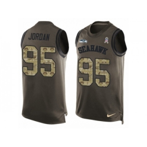 Men's Nike Seattle Seahawks #95 Dion Jordan Limited Green Salute to Service Tank Top NFL Jersey