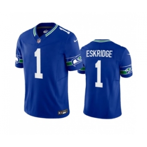 Men's Seattle Seahawks #1 Dee Eskridge Royal 2023 F.U.S.E. Vapor Limited Throwback Stitched Jersey