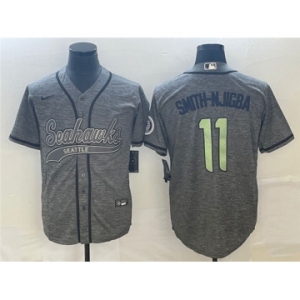 Men's Seattle Seahawks #11 Jaxon Smith-Njigba Gray With Patch Cool Base Stitched Baseball Jersey1