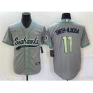 Men's Seattle Seahawks #11 Jaxon Smith-Njigba Gray With Patch Cool Base Stitched Baseball Jersey