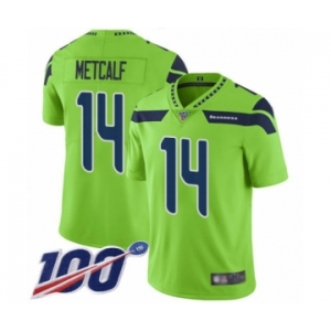 Men's Seattle Seahawks #14 D.K. Metcalf Limited Green Rush Vapor Untouchable 100th Season Football Jersey