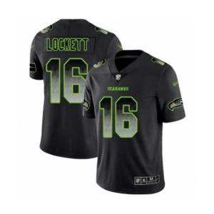 Men's Seattle Seahawks #16 Tyler Lockett Limited Black Smoke Fashion Football Jersey
