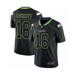 Men's Seattle Seahawks #16 Tyler Lockett Limited Lights Out Black Rush Football Jersey