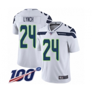 Men's Seattle Seahawks #24 Marshawn Lynch White Vapor Untouchable Limited Player 100th Season Football Jersey