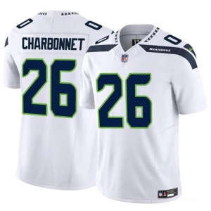 Men's Seattle Seahawks #26 Zach Charbonnet White 2024 F.U.S.E Vapor Limited Stitched Football Jersey