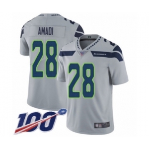 Men's Seattle Seahawks #28 Ugo Amadi Grey Alternate Vapor Untouchable Limited Player 100th Season Football Jersey