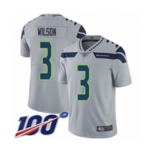 Men's Seattle Seahawks #3 Russell Wilson Grey Alternate Vapor Untouchable Limited Player 100th Season Football Jersey