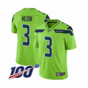 Men's Seattle Seahawks #3 Russell Wilson Limited Green Rush Vapor Untouchable 100th Season Football Jersey