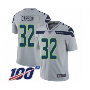 Men's Seattle Seahawks #32 Chris Carson Grey Alternate Vapor Untouchable Limited Player 100th Season Football Jersey