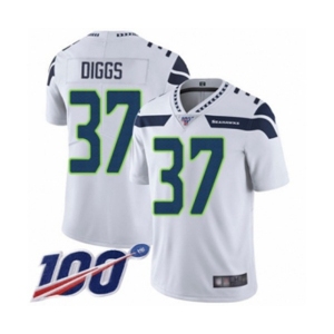 Men's Seattle Seahawks #37 Quandre Diggs White Vapor Untouchable Limited Player 100th Season Football Jersey