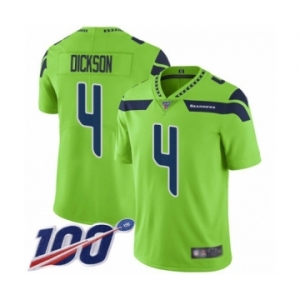 Men's Seattle Seahawks #4 Michael Dickson Limited Green Rush Vapor Untouchable 100th Season Football Jersey