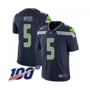 Men's Seattle Seahawks #5 Jason Myers Navy Blue Team Color Vapor Untouchable Limited Player 100th Season Football Jersey