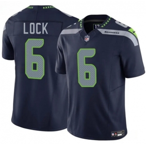 Men's Seattle Seahawks #6 Drew Lock Navy 2025 F.U.S.E. Vapor Limited Football Stitched Jersey