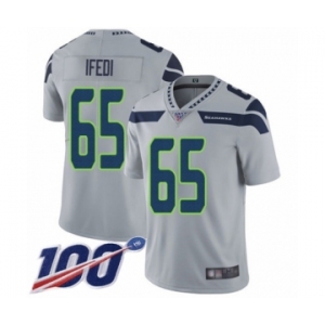 Men's Seattle Seahawks #65 Germain Ifedi Grey Alternate Vapor Untouchable Limited Player 100th Season Football Jersey
