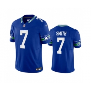 Men's Seattle Seahawks #7 Geno Smith Royal 2023 F.U.S.E. Vapor Limited Throwback Stitched Jersey