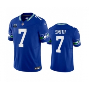 Men's Seattle Seahawks #7 Geno Smith Royal 2023 F.U.S.E. With 1-Star C Patch Vapor Vapor Untouchable Limited Football Stitched Jersey