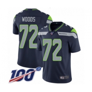 Men's Seattle Seahawks #72 Al Woods Navy Blue Team Color Vapor Untouchable Limited Player 100th Season Football Jersey
