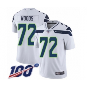 Men's Seattle Seahawks #72 Al Woods White Vapor Untouchable Limited Player 100th Season Football Jersey
