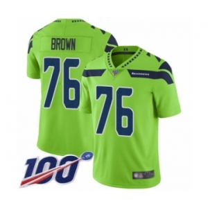 Men's Seattle Seahawks #76 Duane Brown Limited Green Rush Vapor Untouchable 100th Season Football Jersey