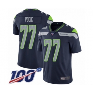 Men's Seattle Seahawks #77 Ethan Pocic Navy Blue Team Color Vapor Untouchable Limited Player 100th Season Football Jersey