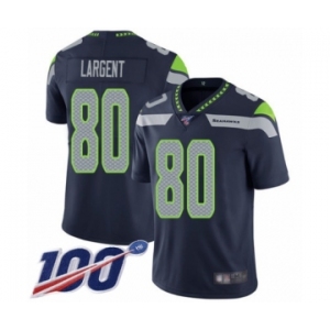 Men's Seattle Seahawks #80 Steve Largent Navy Blue Team Color Vapor Untouchable Limited Player 100th Season Football Jersey