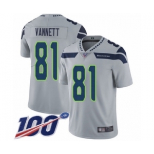 Men's Seattle Seahawks #81 Nick Vannett Grey Alternate Vapor Untouchable Limited Player 100th Season Football Jersey