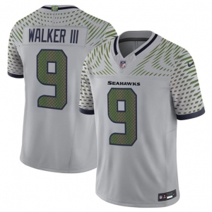 Men's Seattle Seahawks #9 Kenneth Walker III Gray 2025 F.U.S.E. “Rivalries” Vapor Limited Football Stitched Jersey