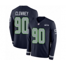 Men's Seattle Seahawks #90 Jadeveon Clowney Limited Navy Blue Therma Long Sleeve Football Jersey