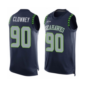 Men's Seattle Seahawks #90 Jadeveon Clowney Limited Steel Blue Player Name & Number Tank Top Football Jersey