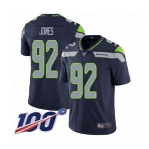 Men's Seattle Seahawks #92 Nazair Jones Navy Blue Team Color Vapor Untouchable Limited Player 100th Season Football Jersey