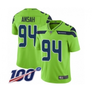 Men's Seattle Seahawks #94 Ezekiel Ansah Limited Green Rush Vapor Untouchable 100th Season Football Jersey