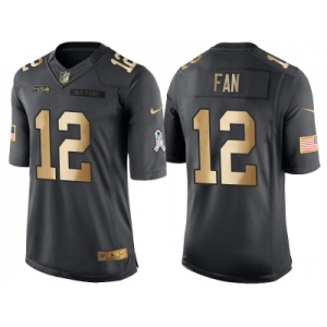 Nike Seattle Seahawks #12 12th Fan Anthracite 2016 Christmas Gold Men's NFL Limited Salute to Service Jersey
