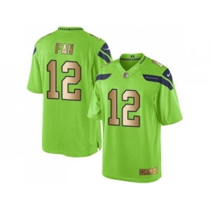 Nike Seattle Seahawks #12 Fan Green Men's Stitched NFL Limited Gold Rush Jersey