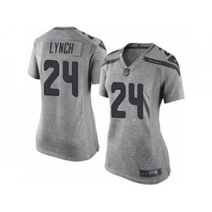 Women Nike Seahawks #24 Marshawn Lynch Gray Stitched NFL Limited Gridiron Gray Jersey