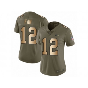 Women Nike Seattle Seahawks #12 Fan Limited Olive Gold 2017 Salute to Service NFL Jersey