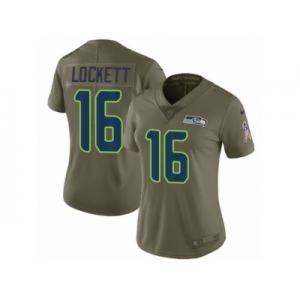 Women Nike Seattle Seahawks #16 Tyler Lockett Limited Olive 2017 Salute to Service NFL Jersey