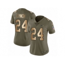 Women Nike Seattle Seahawks #24 Marshawn Lynch Limited Olive Gold 2017 Salute to Service NFL Jersey