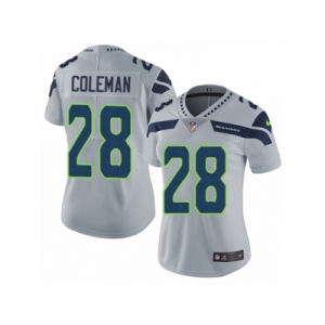 Women Nike Seattle Seahawks #28 Justin Coleman Grey Alternate Vapor Untouchable Limited Player NFL Jersey