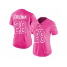 Women Nike Seattle Seahawks #28 Justin Coleman Limited Pink Rush Fashion NFL Jersey